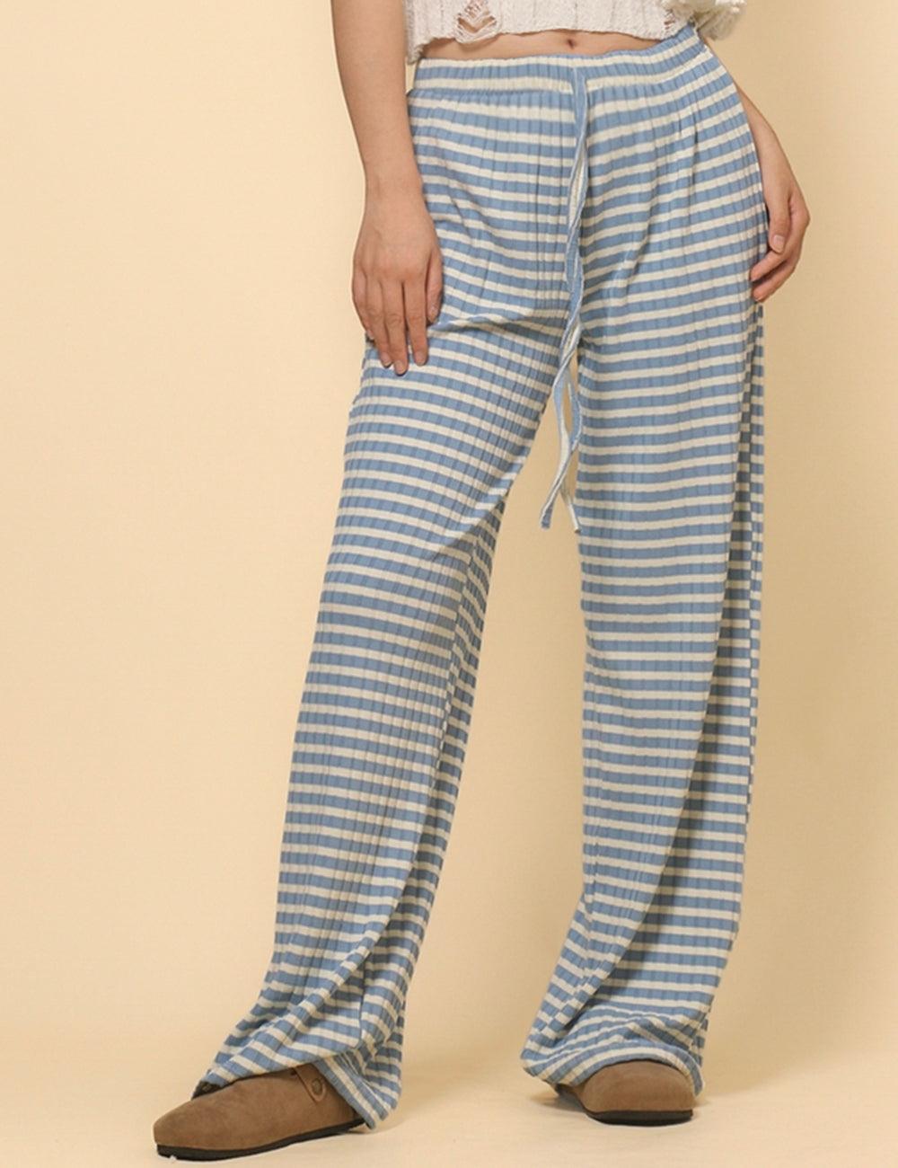 Ladies Striped Color Block Casual Pants SKP4785