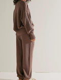 Ladies Solid Color Botton Sweater and Pants Set SKST375 - SWEETKAMA