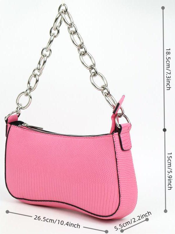 Ladies Trendy Daily Silver Chain Hanging Bag SKOB230615 Pink