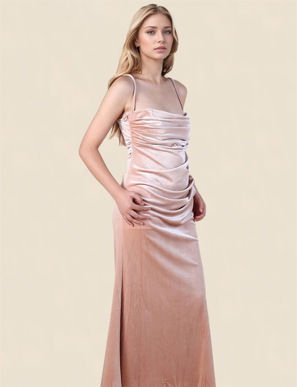 Ladies Solid Color Sleeveless Velvet Maxi Dress SKD0752