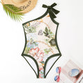 2 PCS Flower Print One Piece Swimwear with Cover Up 2590 - SWEETKAMA