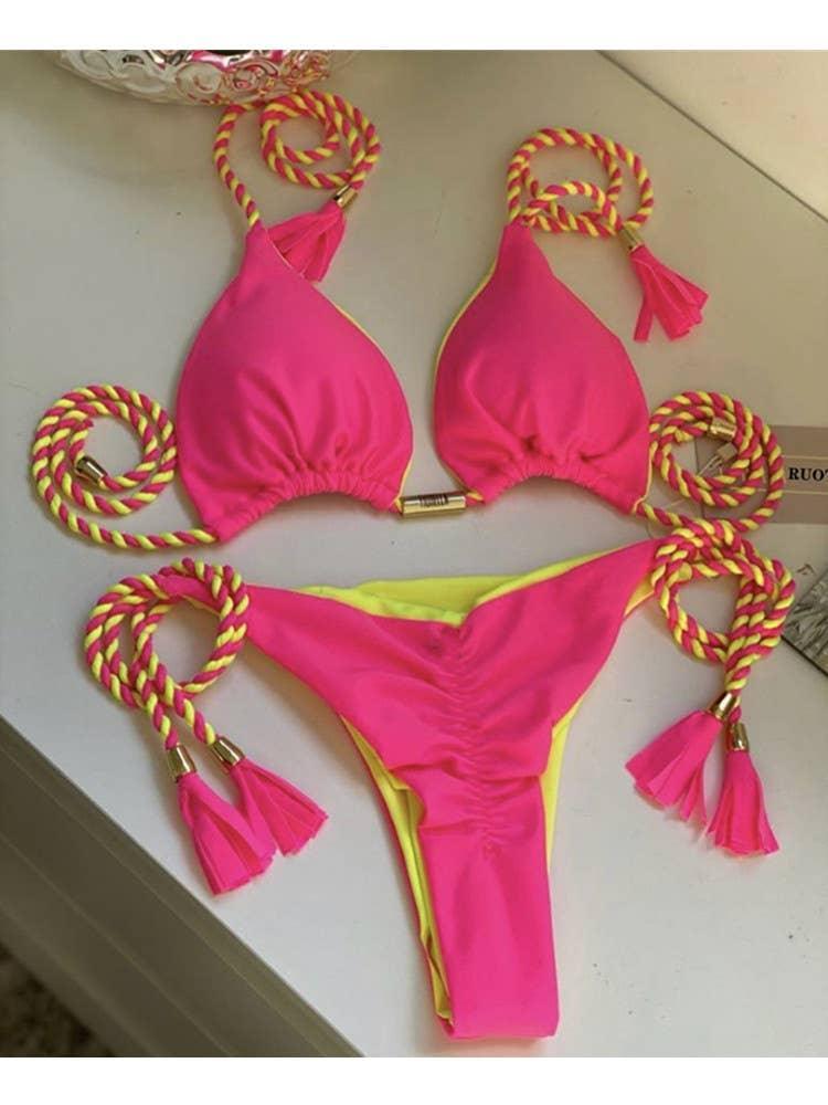 2-Piece Color Block Bikini Set Swimsuit 8242 - SWEETKAMA