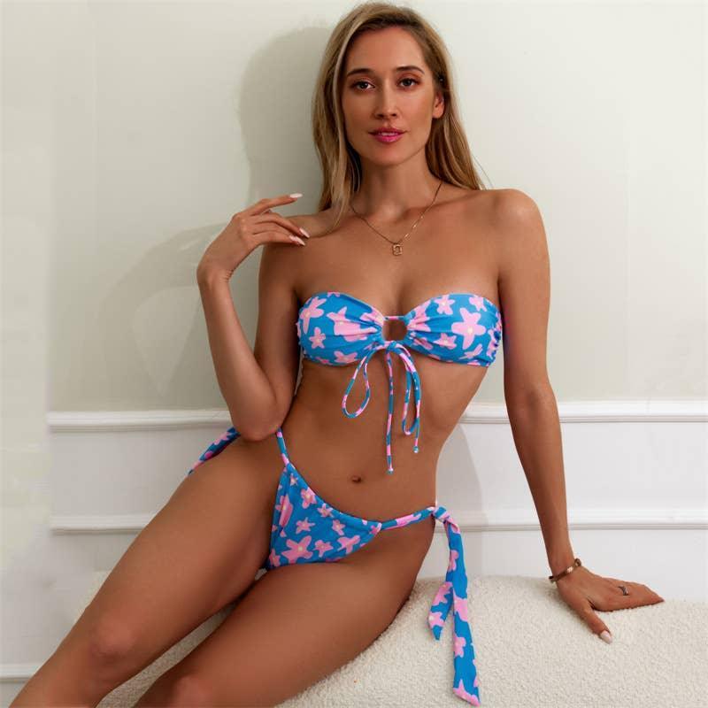 2-Piece Floral Print Bikini Swimsuit Y43 - SWEETKAMA