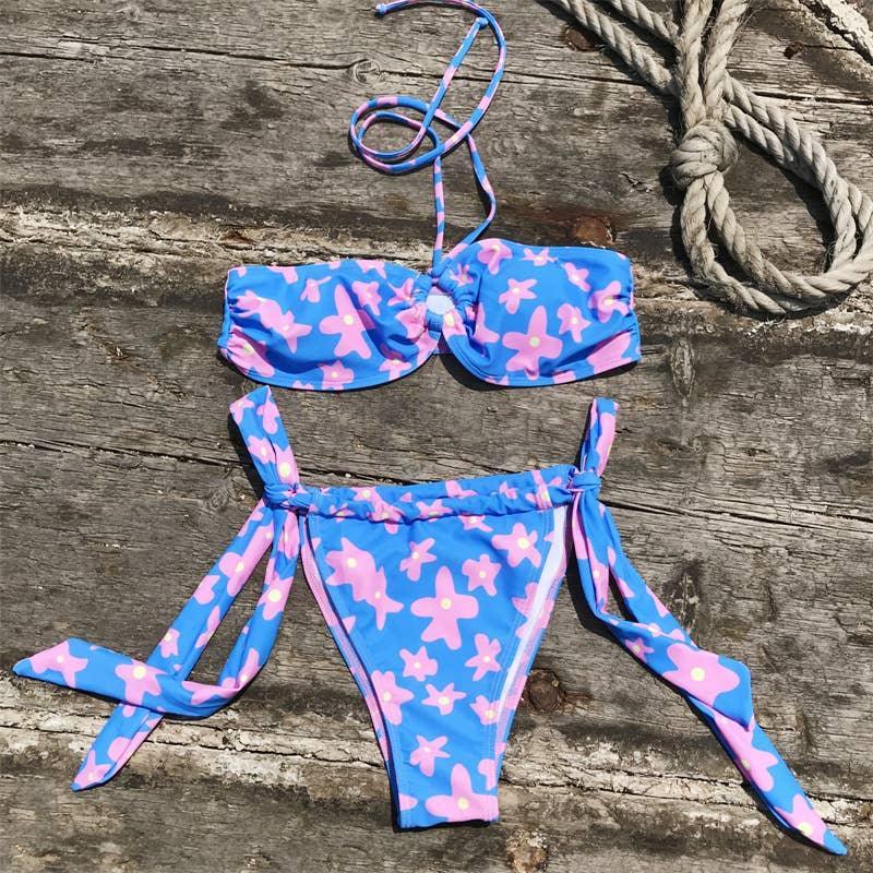 2-Piece Floral Print Bikini Swimsuit Y43 - SWEETKAMA