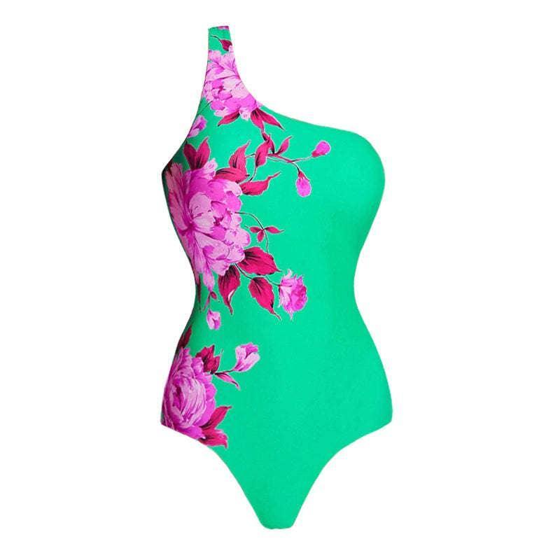 2 Piece Floral Print One Piece Swimwear with Cover Up Y20 - SWEETKAMA