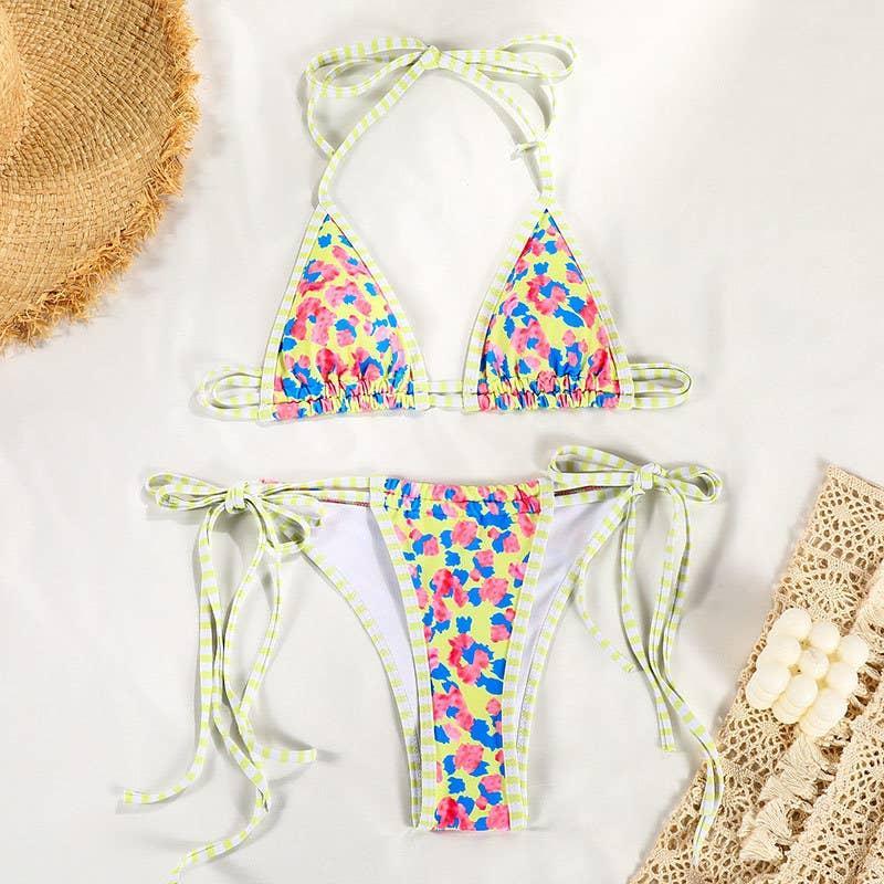 2 Piece Flower Print Bikini Swimsuit Set MK20013 - SWEETKAMA