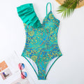 2 Piece Flower Print One Piece Swimwear with Cover Up Y16 - SWEETKAMA