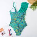 2 Piece Flower Print One Piece Swimwear with Cover Up Y16 - SWEETKAMA