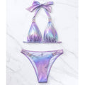 2 Piece Iridescent Violet Bikini Swimsuit S050 - SWEETKAMA