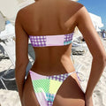 2 Piece Lattice Print String Tie Swimsuit Bikini Set 05 - SWEETKAMA