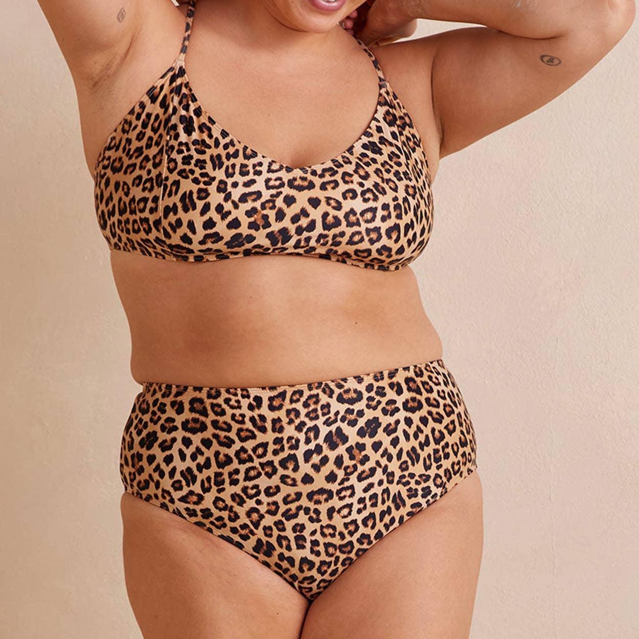 2 Piece Leopard Print Bikini Swimsuit FKSW2301C - SWEETKAMA