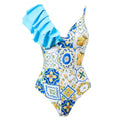 2 Piece Mix Pattern Print One Piece Swimwear with Cover Up Y16 - SWEETKAMA