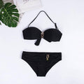 2 Piece Solid Color Back Tie Swimsuit D78 - SWEETKAMA