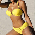 2 Piece Solid Color Back Tie Swimsuit D78 - SWEETKAMA