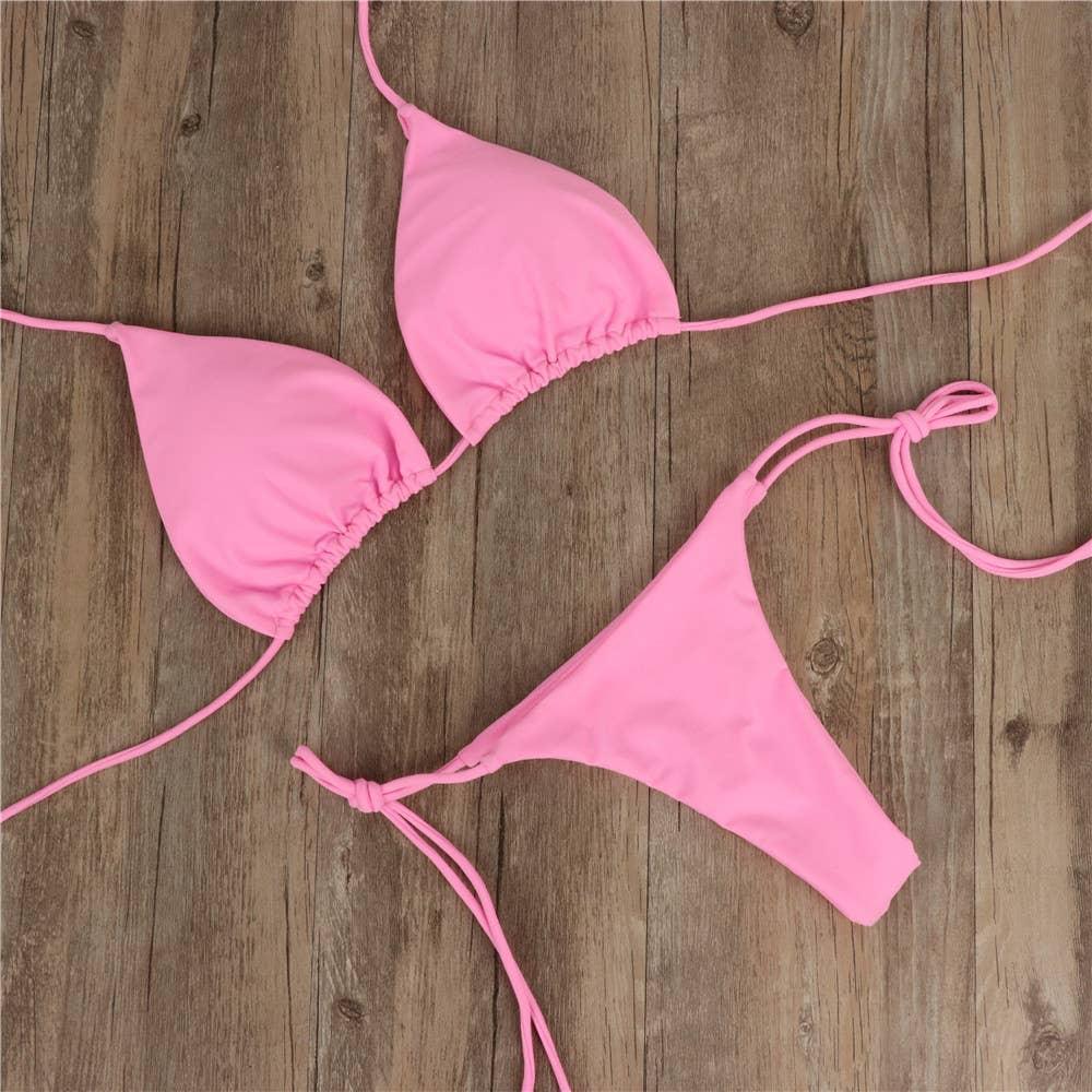 2-Piece Solid Color Bikini Swimsuit 1295 - SWEETKAMA