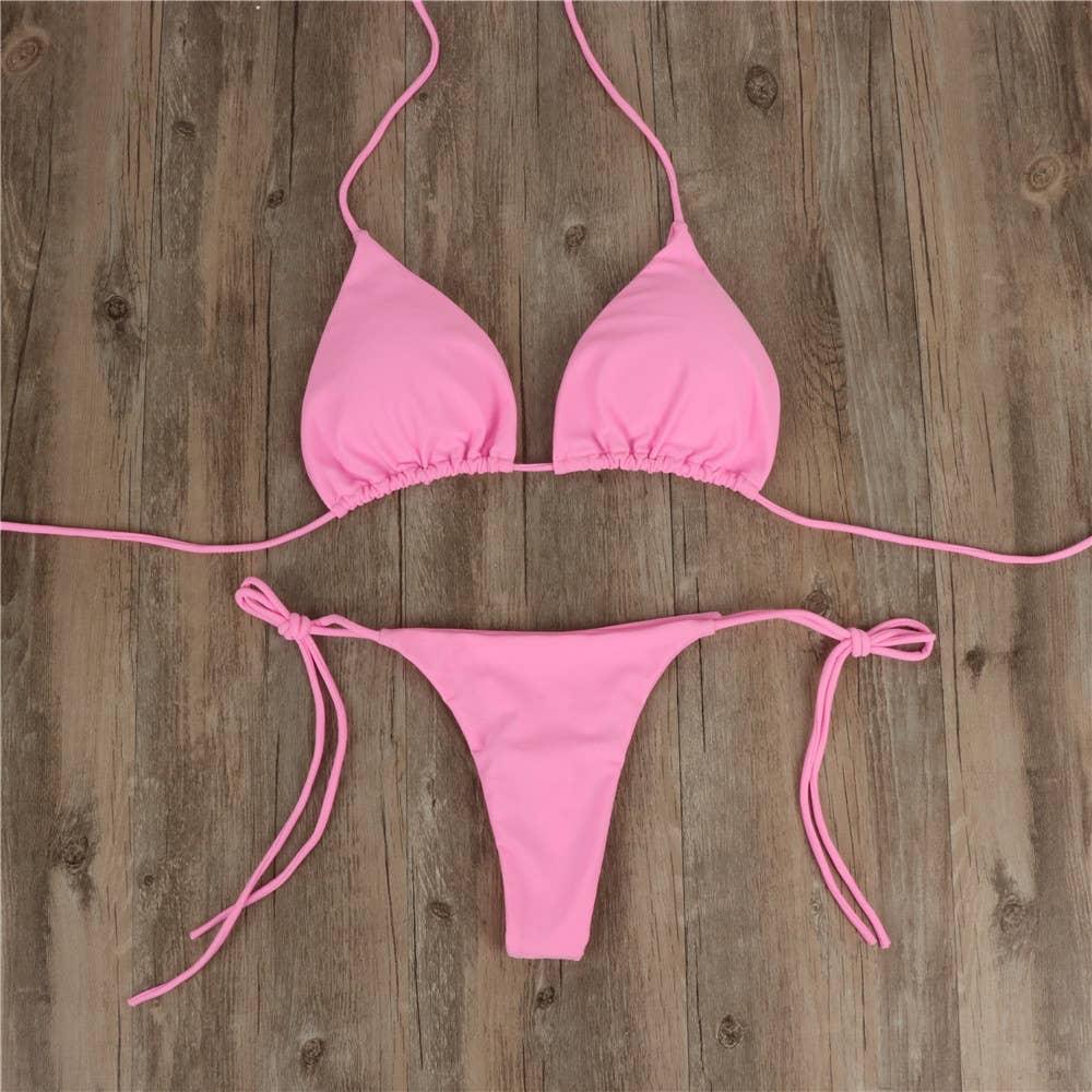 2-Piece Solid Color Bikini Swimsuit 1295 - SWEETKAMA