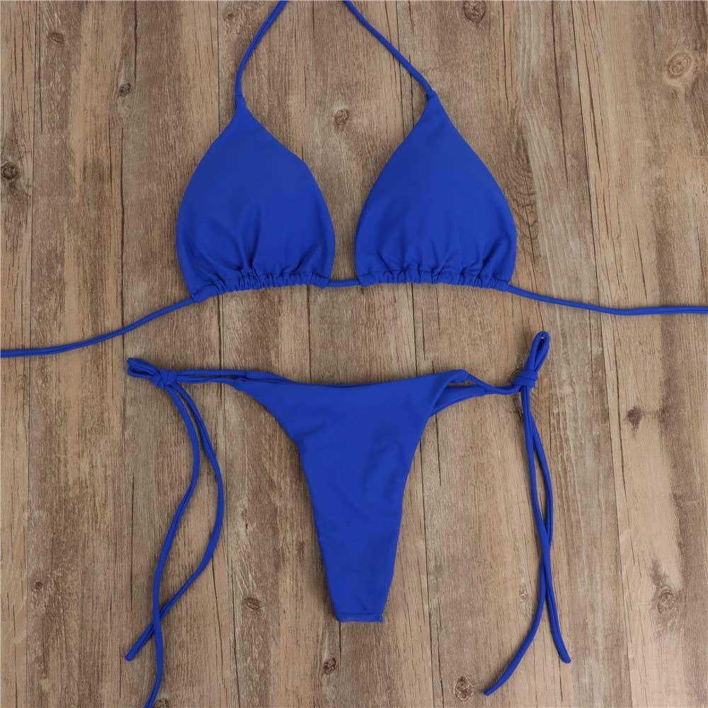 2-Piece Solid Color Bikini Swimsuit 1295 - SWEETKAMA