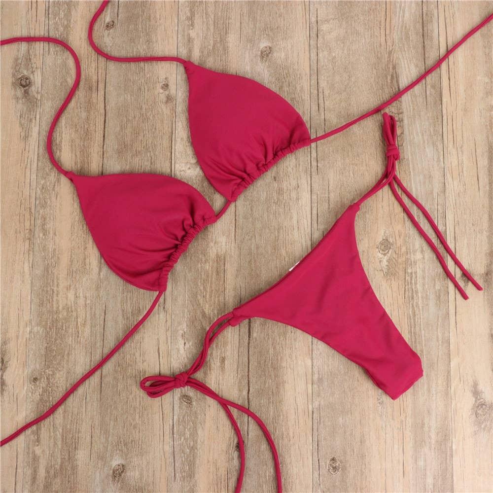 2-Piece Solid Color Bikini Swimsuit 1295 - SWEETKAMA