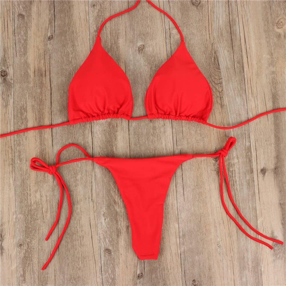 2-Piece Solid Color Bikini Swimsuit 1295 - SWEETKAMA