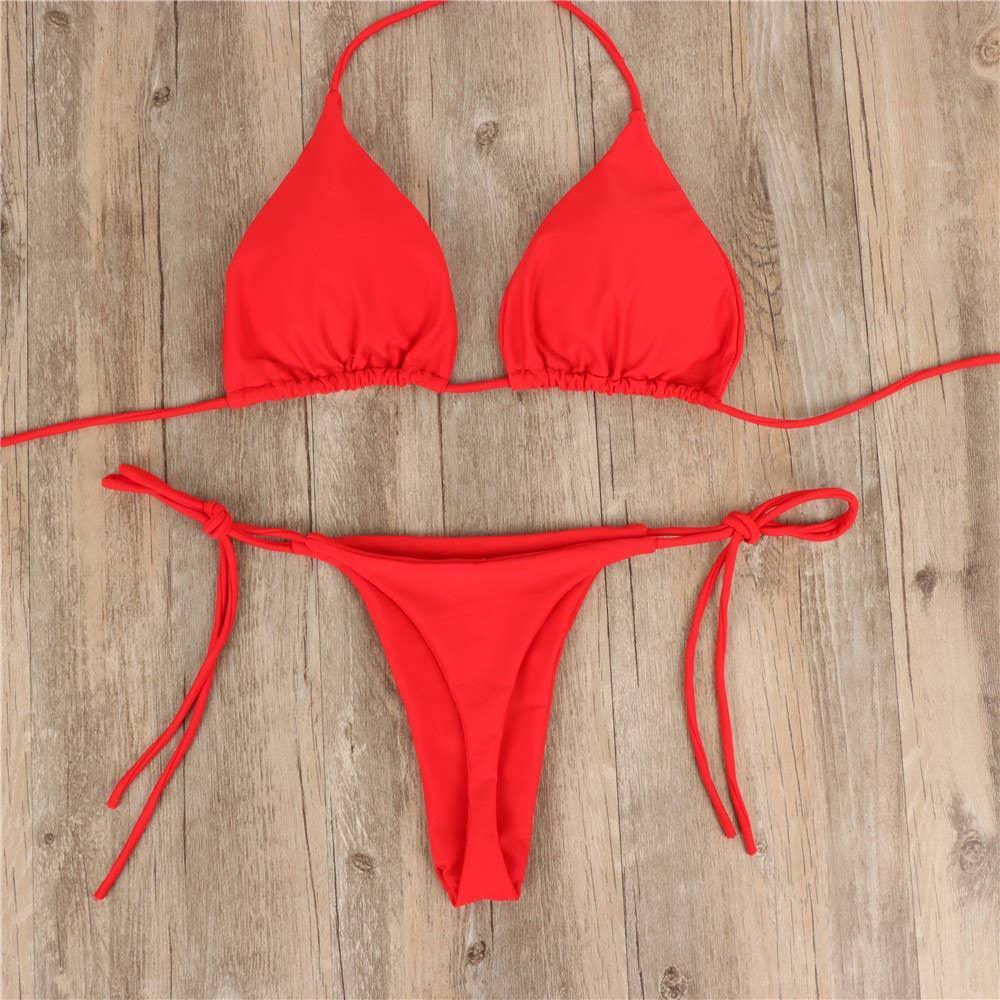 2-Piece Solid Color Bikini Swimsuit 1295 - SWEETKAMA