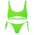 2-Piece Solid Color Bikini Swimsuit with Heart 9083 - SWEETKAMA