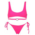 2-Piece Solid Color Bikini Swimsuit with Heart 9083 - SWEETKAMA