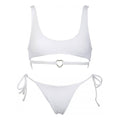 2-Piece Solid Color Bikini Swimsuit with Heart 9083 - SWEETKAMA