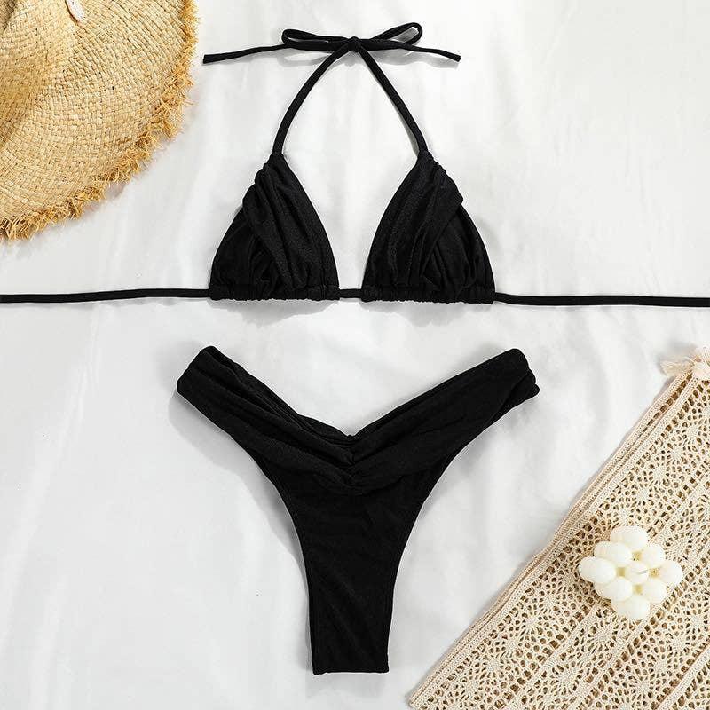 2 Piece Solid Color Swimsuit Bikini Set MK20006 - SWEETKAMA