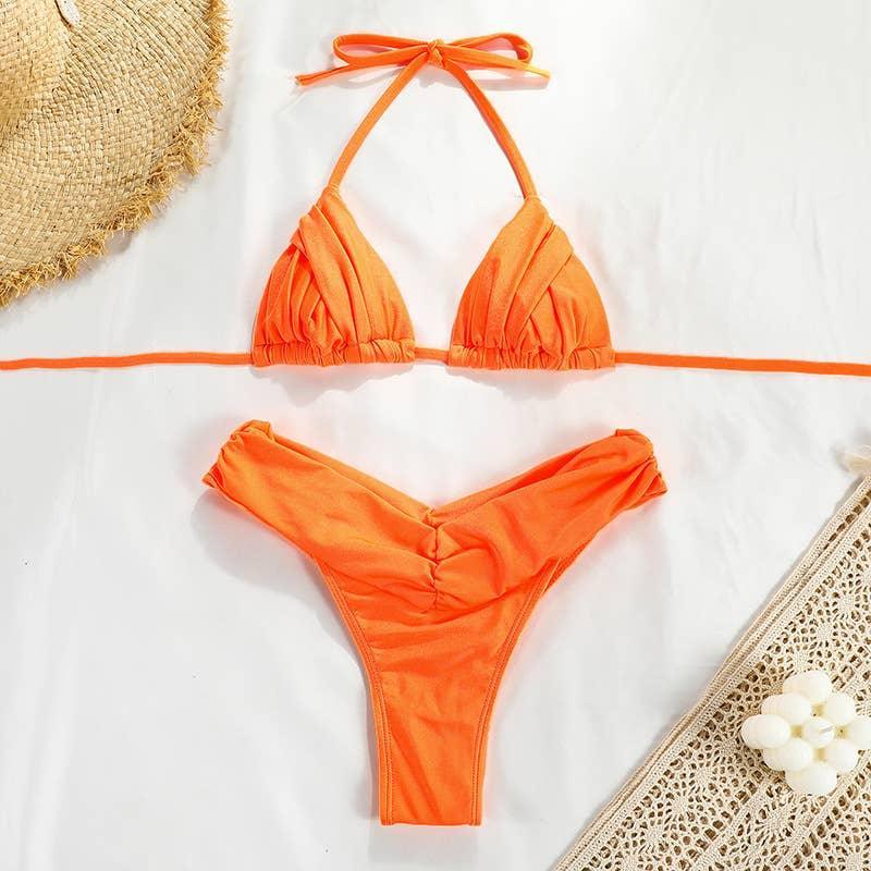 2 Piece Solid Color Swimsuit Bikini Set MK20006 - SWEETKAMA