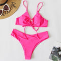 2 Piece Solid Color with Ring Bikini Swimsuit B23017 - SWEETKAMA