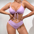 2 Piece Solid Color with Ring Bikini Swimsuit B23017 - SWEETKAMA