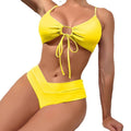 2 Piece Solid Color with Ring Bikini Swimsuit B23017 - SWEETKAMA