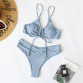 2 Piece Solid Color with Ring Bikini Swimsuit B23017 - SWEETKAMA