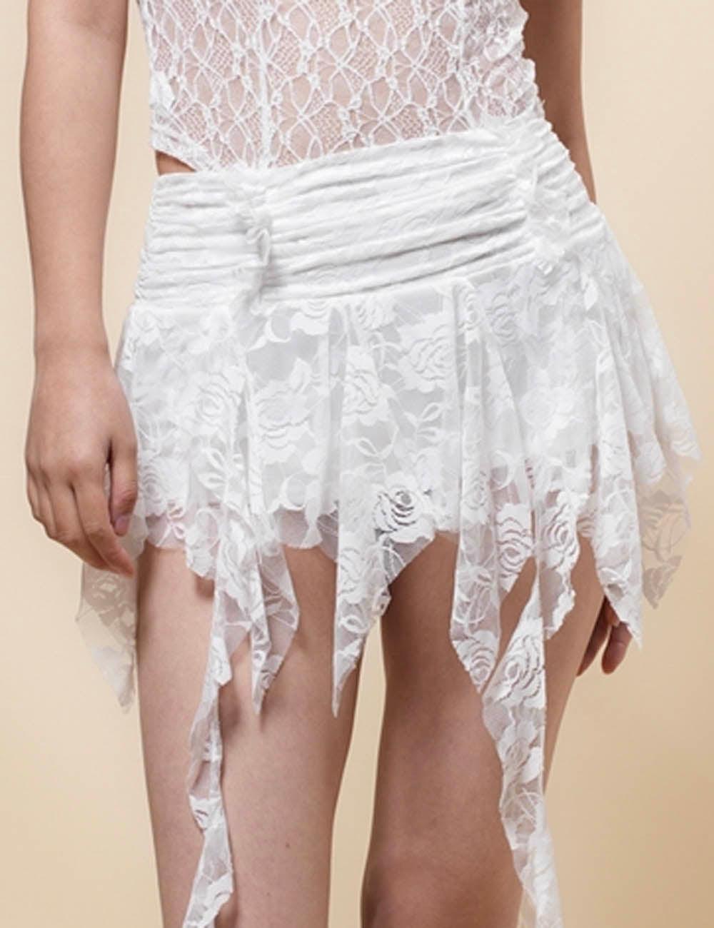 Ladies Solid Color Ruffle Lace Mini Skirt SKS4991