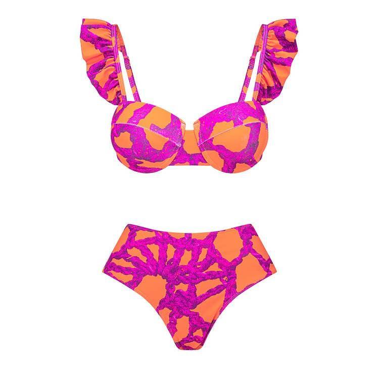 3-Piece Floral Print Bikini Swimsuits with Cover Up 2303 - SWEETKAMA