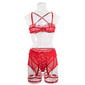 3PCS Bandage Sexy Lingerie Set with Garter Belt F09231# - SWEETKAMA