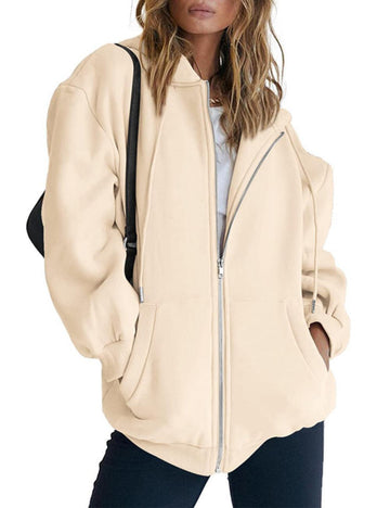 Ladies Solid Color Zip-Up Hoodie 2145