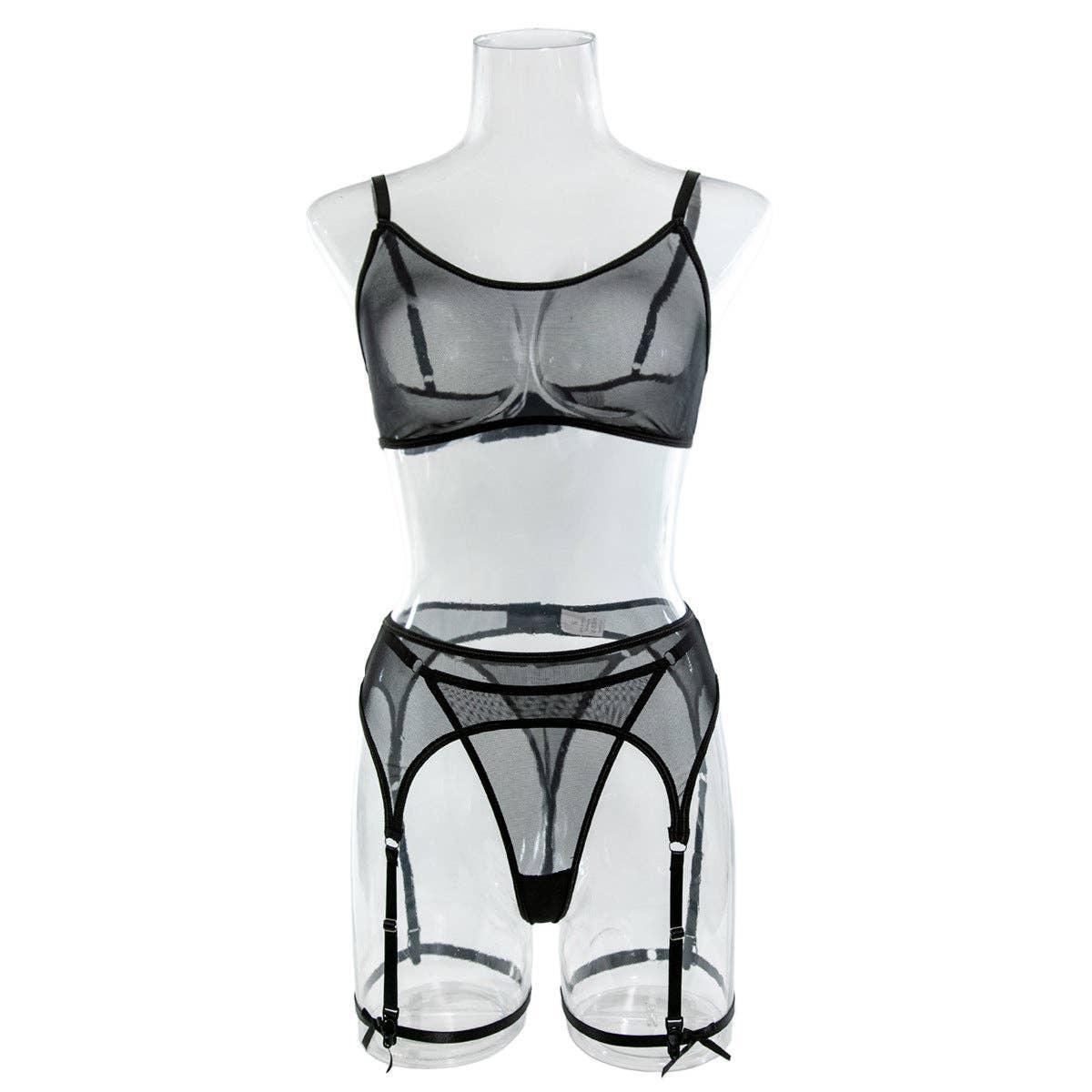 4PCS Sexy Lingerie Set with Garter Belt 0439 - SWEETKAMA