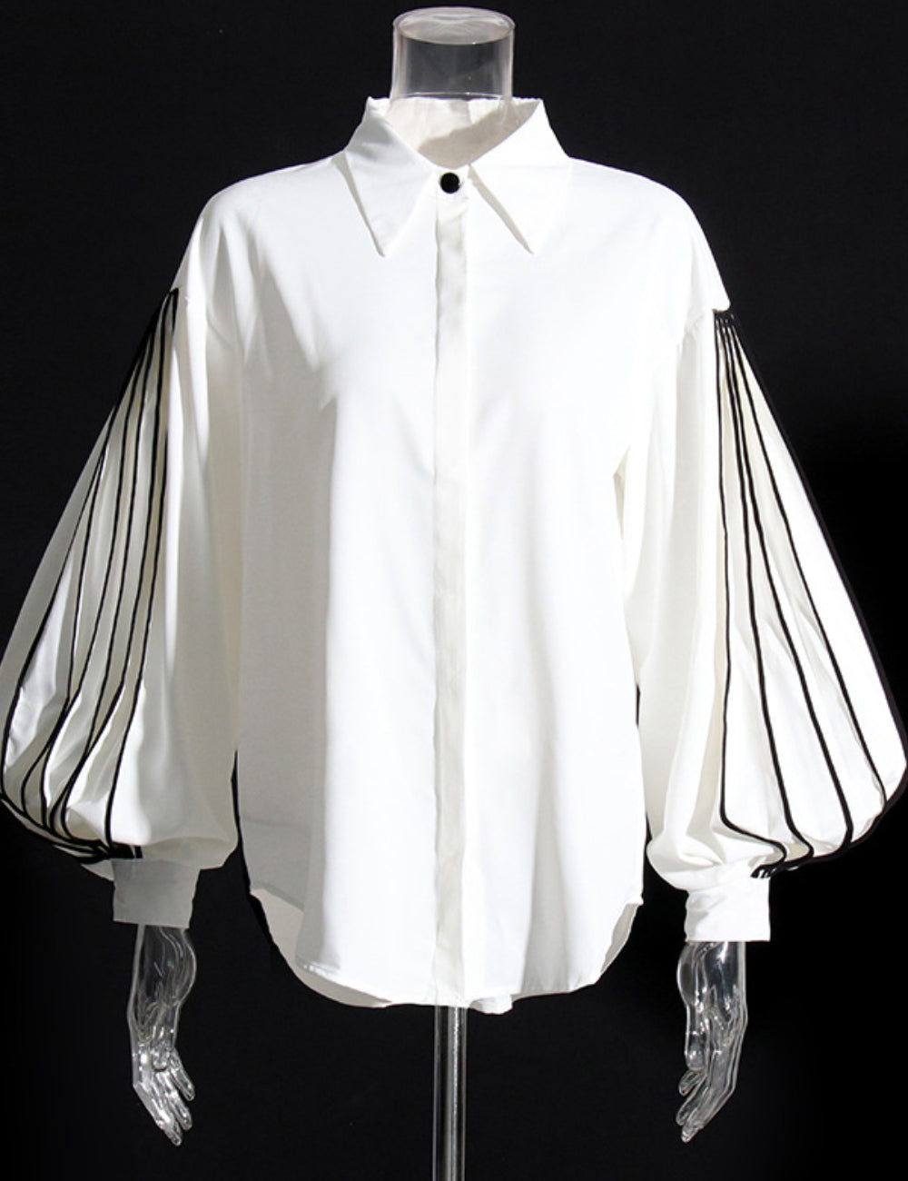 Ladies Contrast Color Puff Sleeves Shirt SXT637083