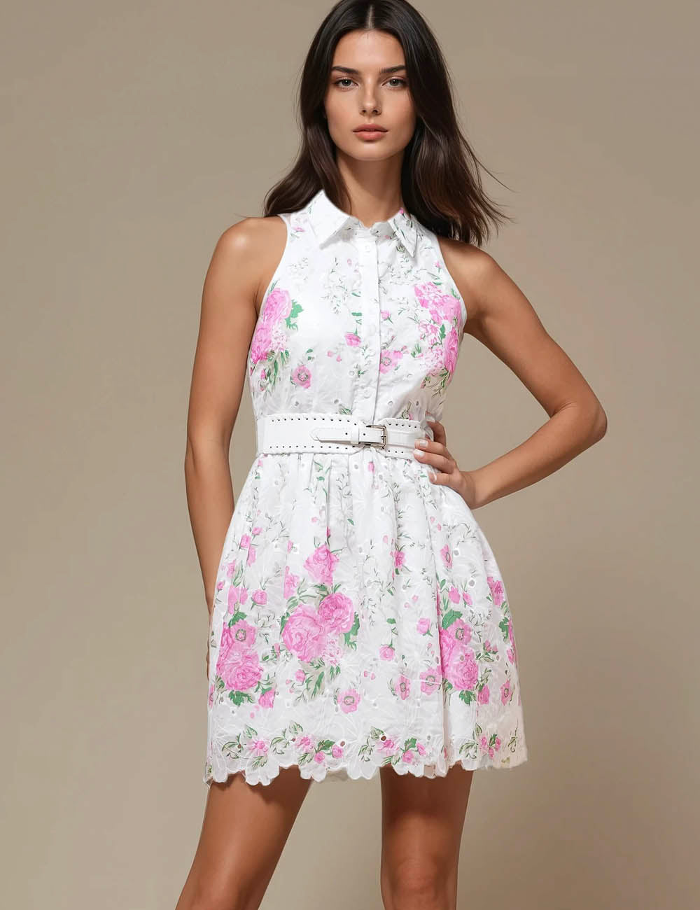 Ladies Sleeveless Floral Print Mini Dress SKD51180