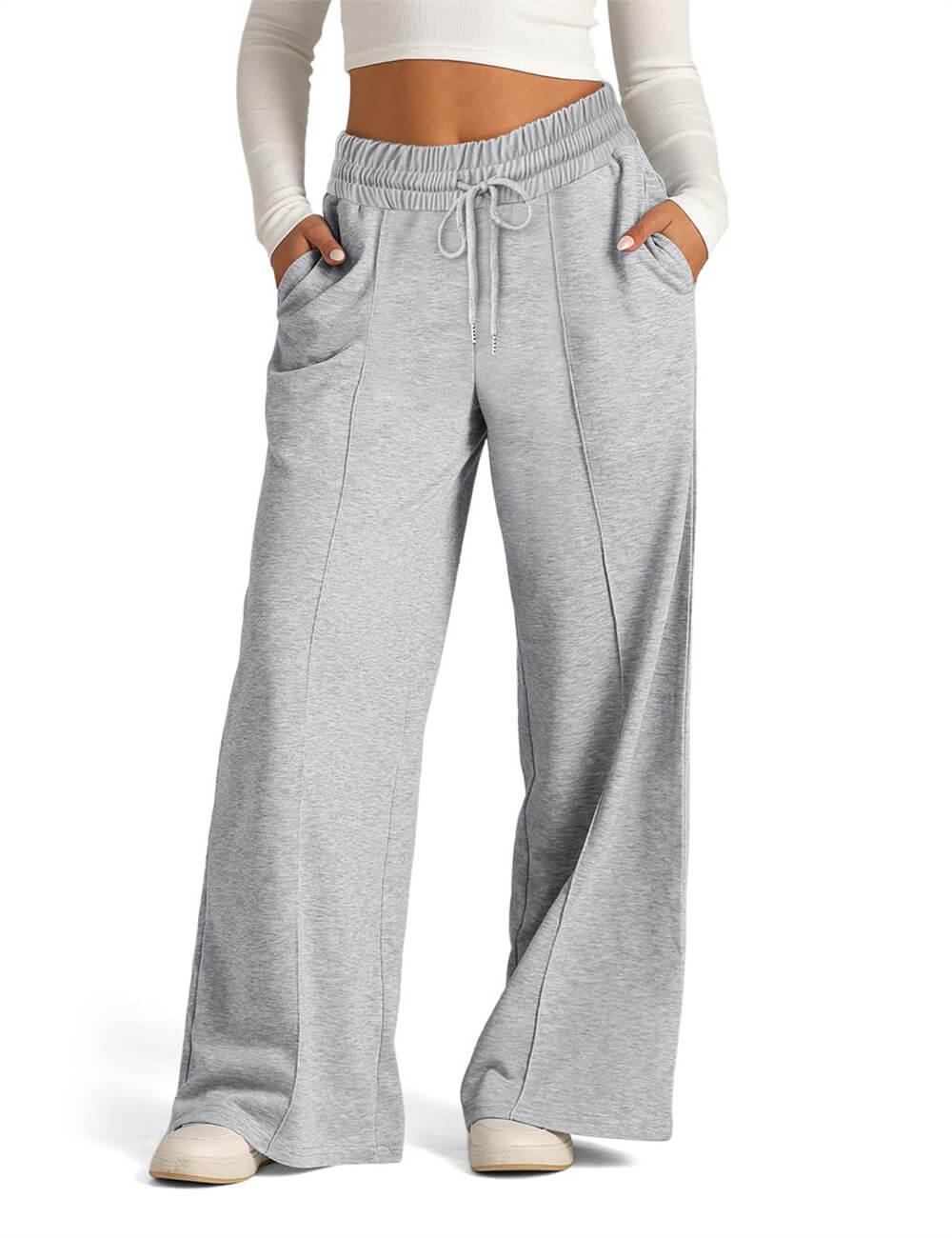 Ladies Solid Color Pocket Drawstring Sweatpants 781