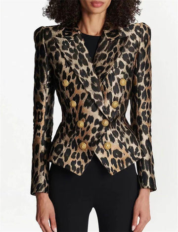 Laddies Leopard Jacquard Long Sleeves Blazer 21702