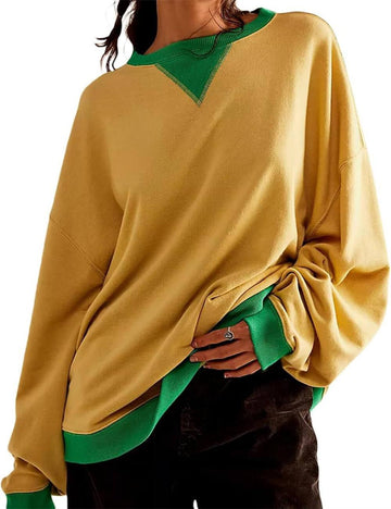 Ladies Crew Neck Color Block Sweatshirt 8382