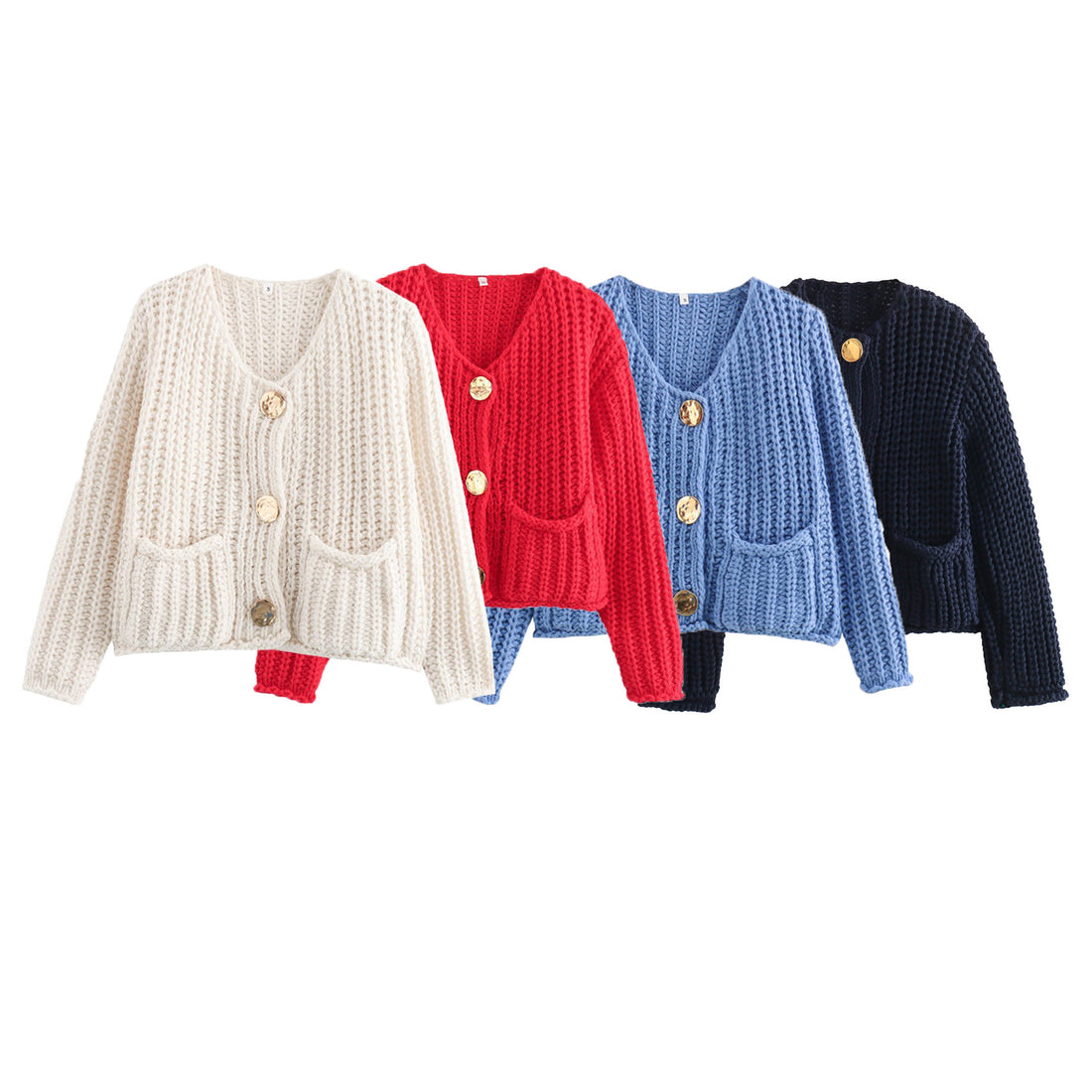 Ladies Trendy Solid Color Chunky Cardigan SKT4637