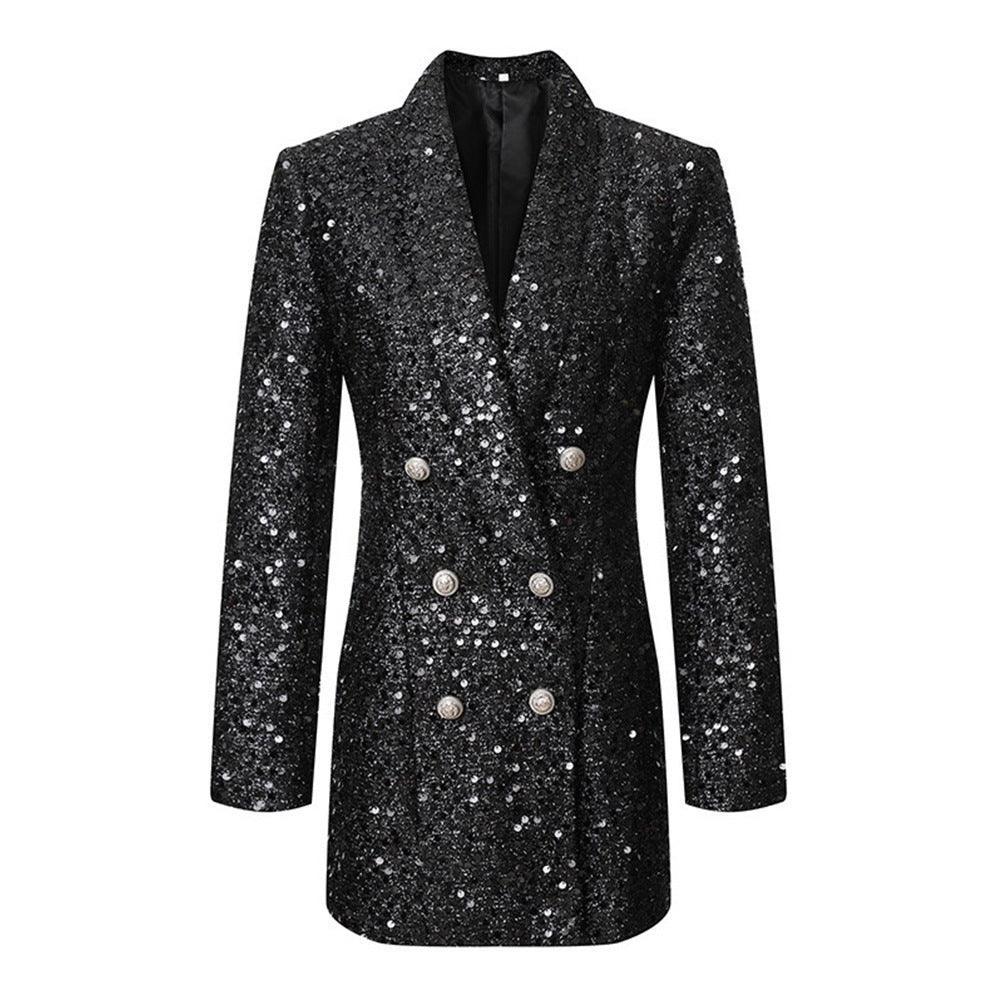 Ladies Double Breasted Sequin Blazer Dress 12302