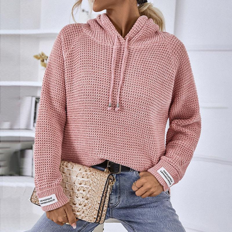 Ladies Drawstring Long Sleeves Hooded Sweater 2605