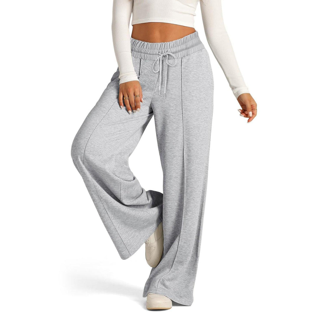 Ladies Solid Color Pocket Drawstring Sweatpants 781