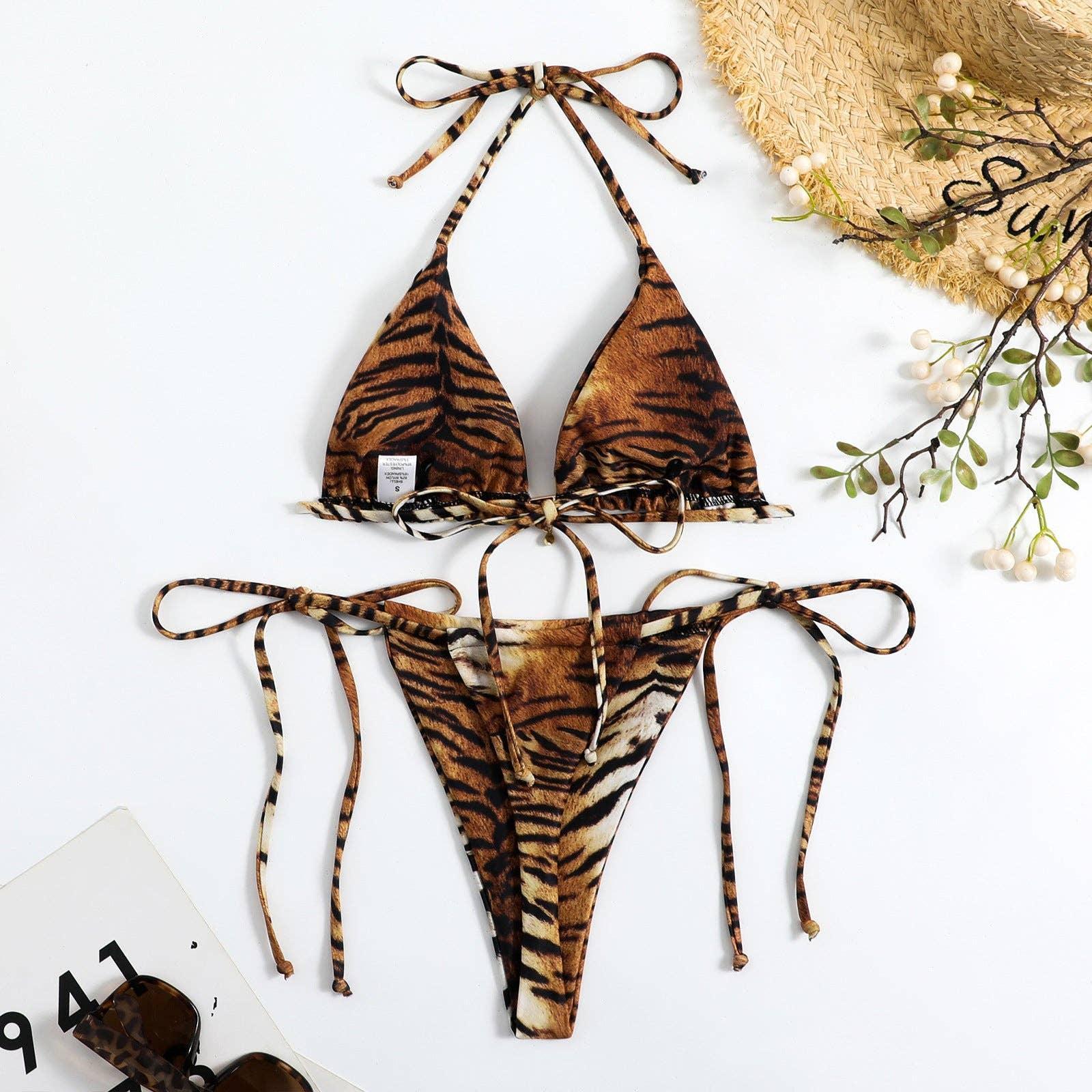 Animal Print String Tie 2PCS Bikini Set Y57 - SWEETKAMA