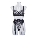 Argyle See Through Lingerie Set with Garter Belt LS1482 - SWEETKAMA