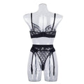 Argyle See Through Lingerie Set with Garter Belt LS1482 - SWEETKAMA